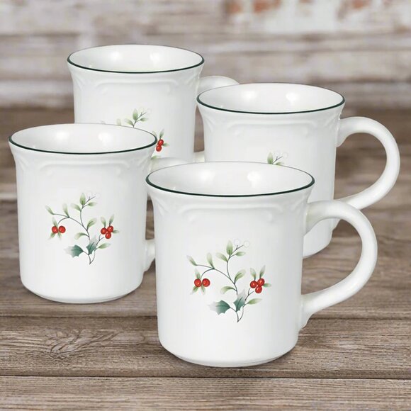 Winterberry Set of 4 Mugs | 12 Fl Oz | 25th Anniversary Edition | NIB - Picture 1 of 2